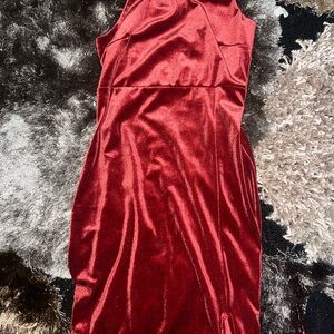 Elegant Red Velvet Dress